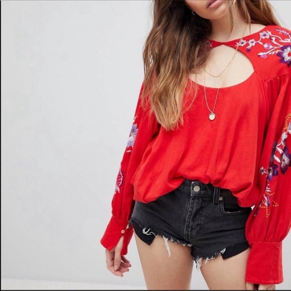 Free People Tops - Free People Lita embroidered long sleeve shirt